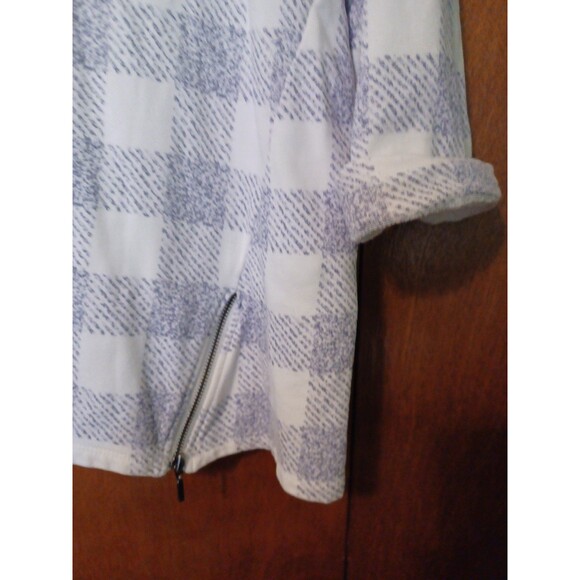 J. Jill Buffalo Check Relaxed Women's Tunic Sz S Petite Seaport Blue 3/4 Sleeve - Picture 2 of 8